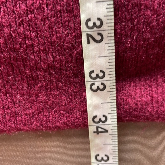 Cranberry Knit Wrap Front Long Cardigan Coat Single Button Maroon Jewel Tone - Picture 8 of 9